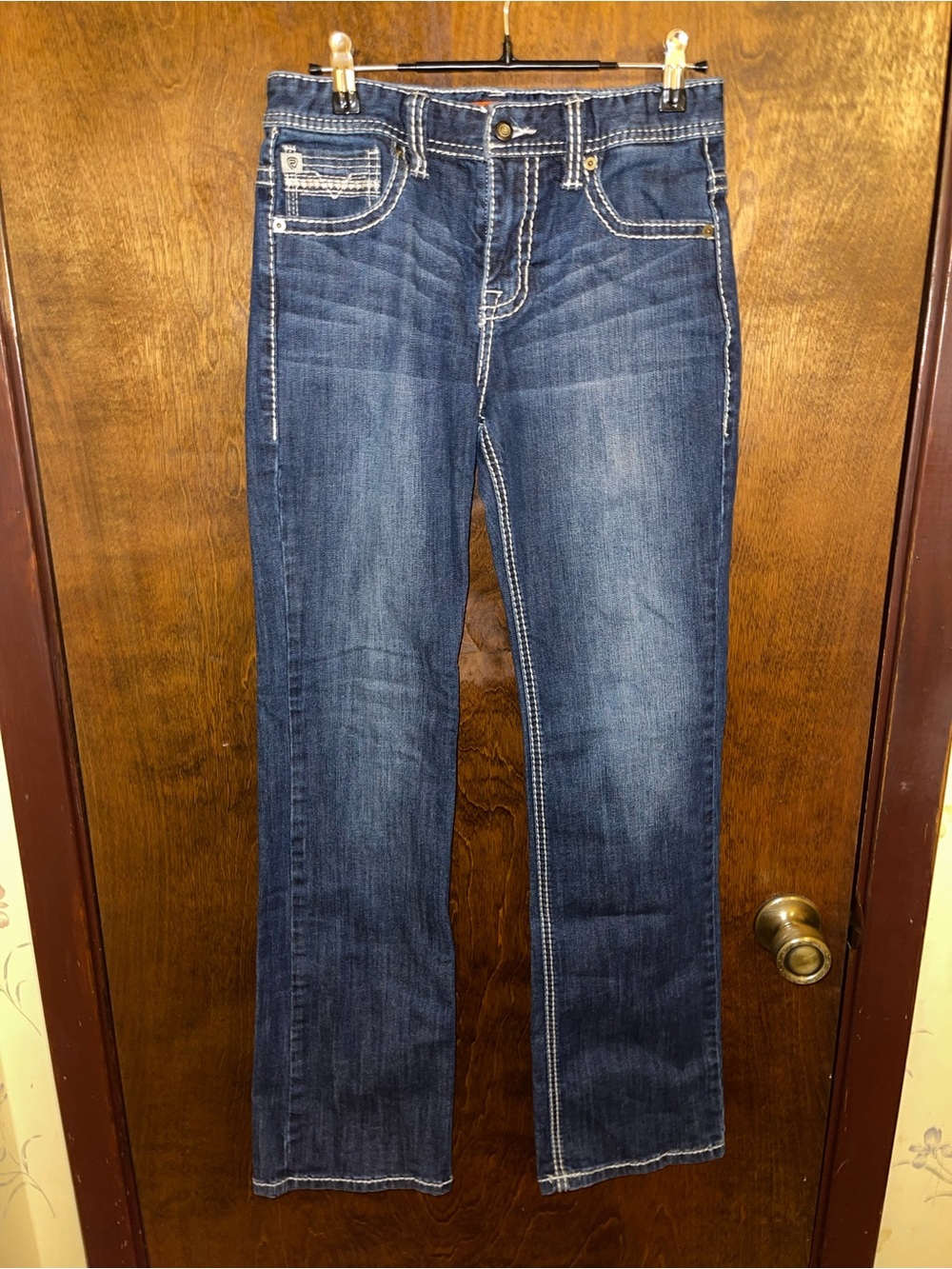 Rock Revival Orange Label Light Blue Denim Detail